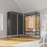 VIPEK R3C Rolling Clothes Rack with Cover Portable Closet for Hanging Clothes, Heavy Duty Garment Rack Freestanding Racks with Wheels&Side Hooks