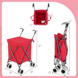 Goplus Folding Shopping Cart with Wheels, Grocery Cart with Removable Oxford Cloth Liner