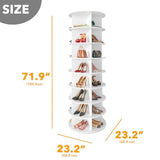 SpaceAid 8 Tier Rotating Shoe Rack Tower, Spinning Shoe Display Lazy Susan, Revolving 360 Shoe Rack Storage Round Carousel, Vertical Handbag Rotate Shoes Closet Organization (8-Tier White)