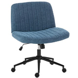 OLIXIS Criss Cross Chair with Wheels Wide Cross Legged Office Desk Vanity Chair, Blue