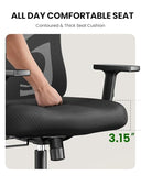 Marsail Ergonomic Office Chair Ergonomic Gaming Chair with Lumbar Support, 2D Headrest, Adjustable Armrests, Contoured Seat Cushion