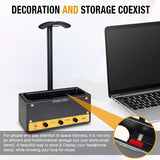 Lesdexzz Headphone Stand with Cable Storage, Display Music Lovers' Decorative Items & Suitable Headphone Holder, Contains 1 Base 1 Support Rod 1 Headrest (Metal Texture Black)