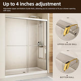Sliding Shower Door,Royal Guard 50-54" W x 70" H Semi-Frameless Double Sliding Glass Shower Door with 1/4'' (6mm) Clear SGCC Tempered Glass,Bypass Shower Door,Chrome Finish
