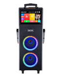 Dolphin KB-2100R Dual 10" Rechargeable Karaoke Speaker with Touchscreen Tablet - HDMI, Voice Modulation, Android & iOS Mirroring Includes 2 Wireless Microphones