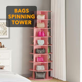 SpaceAid 8 Tier Rotating Shoe Rack Tower, Spinning Shoe Display Lazy Susan, Revolving 360 Shoe Rack Storage Round Carousel, Vertical Handbag Rotate Shoes Closet Organization (8-Tier Pink)