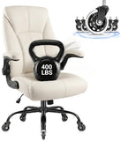 Big and Tall Office Chair for Heavy People, 400LBS High Back Extra Wide Executive PU Leather Office Chair with Flip-Up Armrests