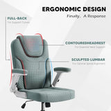 SEATZONE Cyan Office Chair Ergonomic Desk Chair with Lumbar Support, Flip-Up Arms, Adjustable Swivel Computer Chair with Wheels