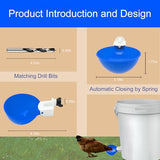 Aopchry 8 Pack Automatic Chicken Waterer, Blue Chicken Water Feeder Cups Suitable for Various Poultry, Cup Body Deepened Double Rubber Ring No Leakage, with Mounting Hole Opener