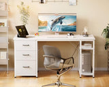 AODK 51 Inch Computer Desk with Drawers & USB Power Outlets - Reversible Home Office Desk with Storage Shelves