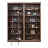8-Foot Tall Bookcase Wall & Ladder, 5 Adjustable Shelves, Ringed Steel Frame