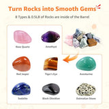 KoolStone C5 Starter Rock Tumbler Kit - Durable Leak-Proof Rock Polisher - Complete Rock Tumbling Kit with 4-Stage Silicon Carbide Grit - Adjustable Timer & Speed with Memory Function