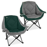 Northroad 2 Pack Oversized Camping Chair,Outdoor Padded Folding Lawn Chair w/Cup Holder,Carry Bag for Beach, Hiking, and Picnics,Heavy-Duty 300-lbs Capacity, Grey&Green