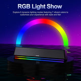 Bluetooth 5.3 PC Speakers with Dynamic RGB Light, Wired USB Plug & Play Computer Sound Bar