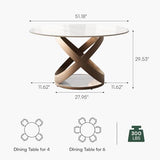 POVISON 51" Modern Round Dining Table for 4-6, Glossy White Round Dining