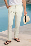 GINGTTO Mens Linen Pants Slim Fit Tapered Lightweight Summer Casual Pants for Men Khaki 30