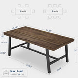 Dining Table for 6-8 People, 70.87 in Long Wooden Kitchen Table with Sturdy Metal Frame & Rustic Brown Finish (Brown, 70.87 in Long)