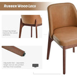VKNOW Dining Chairs Set of 4, Faux Leather Wooden Kitchen Chairs, Brown