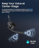 Open-Ear Bluetooth Computer Headset, Noise Cancelling Mic + Mute Button, USB-A Dongle Compatible with PC SHOKZ