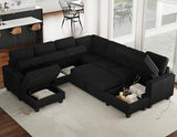 Oversized Sofa Bed Modular Sectional Sleeper Sofa with Pull Out Bed L Shaped Couch with Storage