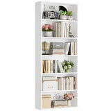 FOTOSOK 6-Tier Open Bookcase and Bookshelf, Freestanding Display Storage Shelves, White