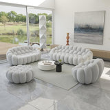 Comfy Upholstered Sofa, Mesh Fabric 3D Honeycomb Shape Modern Couches for Living Room, Apartment (Light Grey, 1 Seater