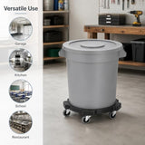 Getzi 8 Pack 20 Gallon Gray Round Commercial Trash Can with Lid and Dolly
