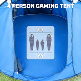 Instant Camping Tent 4 Person Pop Up Portable Instant Cabin Tent with 1-Minute Setup Lightweight Tent for Camping Beach Outdoor Travel Backyard Blue