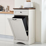13 Gallons Tilt Out Trash Cabinet Freestanding Kitchen Trash Bin Cabinet Wood