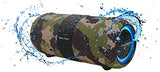 Dolphin LX-60 Camo Bluetooth Speaker Boombox - Waterproof, Dual 3" Woofers, Color-Changing Lights, TWS Technology, Includes Shoulder Strap