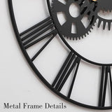 AMAATE Steampunk Wall Clock 24 Inch, Industrial Metal Gears with Roman Numerals, Retro Distressed Finish Mechanical Art for Bar, Living Room, Cafe Decor