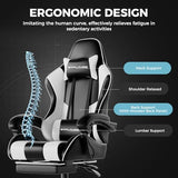 GTPLAYER Gaming Chair, Computer Chair with Footrest and Lumbar Support, Height Adjustable Game Chair (White)