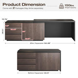 Modern L-Shaped Expandable Desk 56"-94.5" 90° Rotating Corner Desk Executive Level Computer Desk