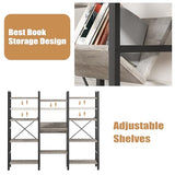 Shintenchi Industrial Bookcase,71.6” Triple 4 Tier Bookshelf with 11 Open Display Shelves