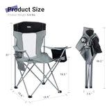 Camping Folding Chair Outdoor Lawn Portable Lightweight Camp Folding Chairs for Adult Outside with Cup Holder, Cooler Pouch & Side Pocket for Camping, Beach, Fishing, Sports or Tailgating Events, Grey