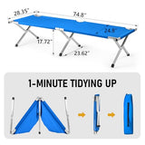 HOMSUPPLIE'S Folding Camping Cot,Outdoor Portable Camp Bed, Sleeping Cots with Carry Bag (Blue)