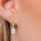 Gem Stone King 14K 2-Tone Gold Moissanite Lab Grown Diamond Dangle Earrings