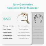 SKG FSA Eligible Cordless Neck Massager for Pain Relief Deep Tissue, Shiatsu Shoulder Massager with Heat, Massage Tools for Trapezius, Lymphatic Drainage, Relaxation Therapy, HSA Items