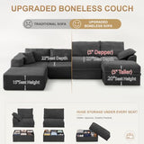 142" Upgraded Boneless Couch with Storage, Modular Sectional Couches for Living Room