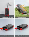 MINRISE Solar Charger Power Bank, 40000mAh Portable Charger PD 20W Fast Charging Solar Power Bank Built in 4 Cables and USB-C in/Output, Camping Essentials External Battery Pack with Flashlights