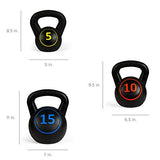 Best Choice Products 3-Piece Kettlebell Set with Storage Rack, HDPE Coated Exercise Fitness Concrete Weights, HIIT Workout 5lb, 10lb, 15lb
