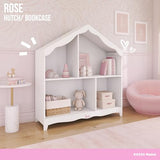Evolur Barbie Rose Hutch/Bookcase – 7 Spacious Shelves for Toys, Books, and Keepsakes