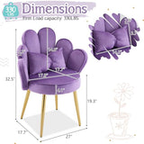 VINGLI Petal Makeup Vanity Chair with Back,Flower Cute Girls Desk Chair Comfy No Wheels