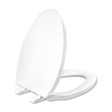 Toilet Seat Elongated, Slow Close Hinges, Four Non-Slip Bumpers, Easy to Install and Clean, Durable Plastic, White – Two Sets of Mounting Parts Included