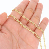 Nuragold 14k Real Yellow Gold Cuban Curb Link 3.5mm Chain Necklace