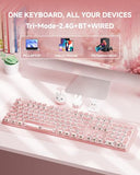 TK950 Typewriter Keyboard Wireless Mechanical Keyboard, 104 Keys Aesthetic Typewriter Keyboards with White Backlit
