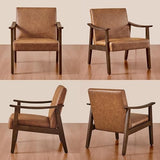 Yaheetech Faux Leather Accent Chair, Mid-Century Modern Armchair with Solid Wood Legs, Reading Leisure Chair with High Back