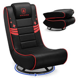 GTPLAYER Floor Gaming Chair Foldable Swivel Floor Chairs for Kids Boys Comfy Video Game Seat with 360° Multipurpose for Gamers, Bedroom or Game Room (Black-Red)