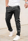 GINGTTO Leather Pants Men Slim Fit Stretch Motorcycle Black 29W30L