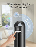Dreo Tower Fan for Bedroom, 90° Oscillating Standing Fans for Room with 4 Speeds, 3 Modes, 28dB Quiet for Sleep, 25ft/s Velocity, 8H Timer, Remote, Living Room, Office, Home, Black