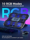 8-Fan Laptop Cooling Pad with Thermoelectric Cooler, 5-Speed Independent Control, 10 RGB Lights, 7-Height Adjustable Metal Panel Laptop Cooler